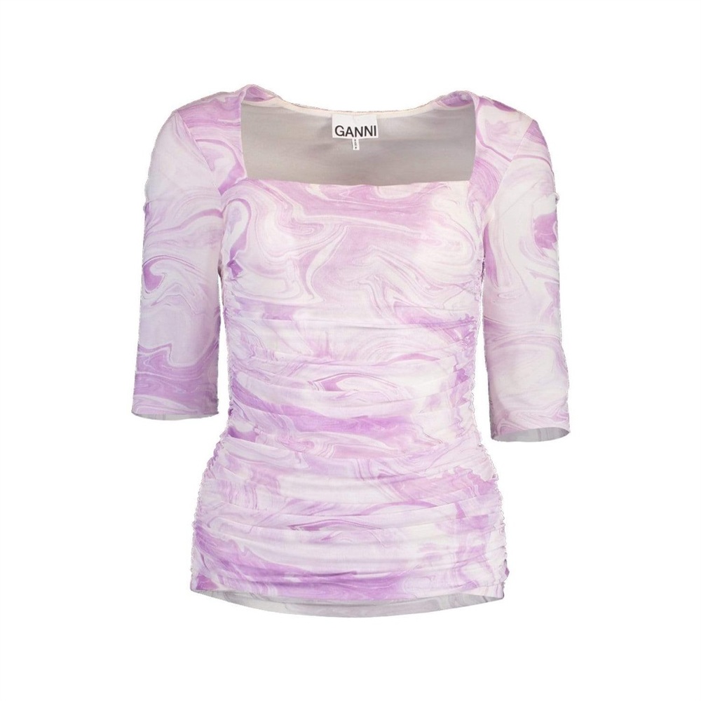 Ganni mesh square neck top